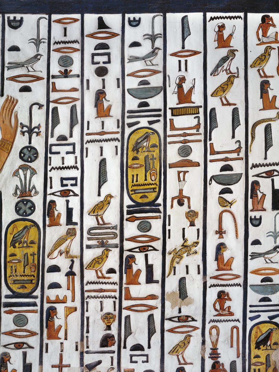 Egipt, Teby, Luksor, Dolina Królowych, Grób Nefertari, malowidło ścienne w komorze grobowej z XIX dynastii autorstwa Egyptian 19th Dynasty