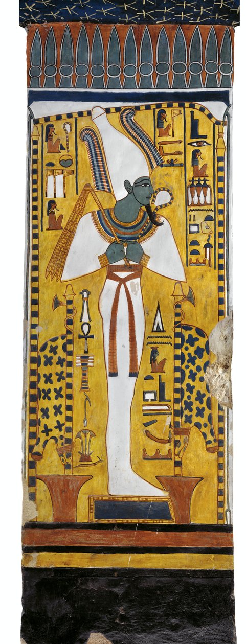 Egipt, Teby, Luksor, Dolina Królowych, Grób Nefertari, malowidło ścienne Ozyrysa w komorze grobowej z XIX dynastii autorstwa Egyptian 19th Dynasty