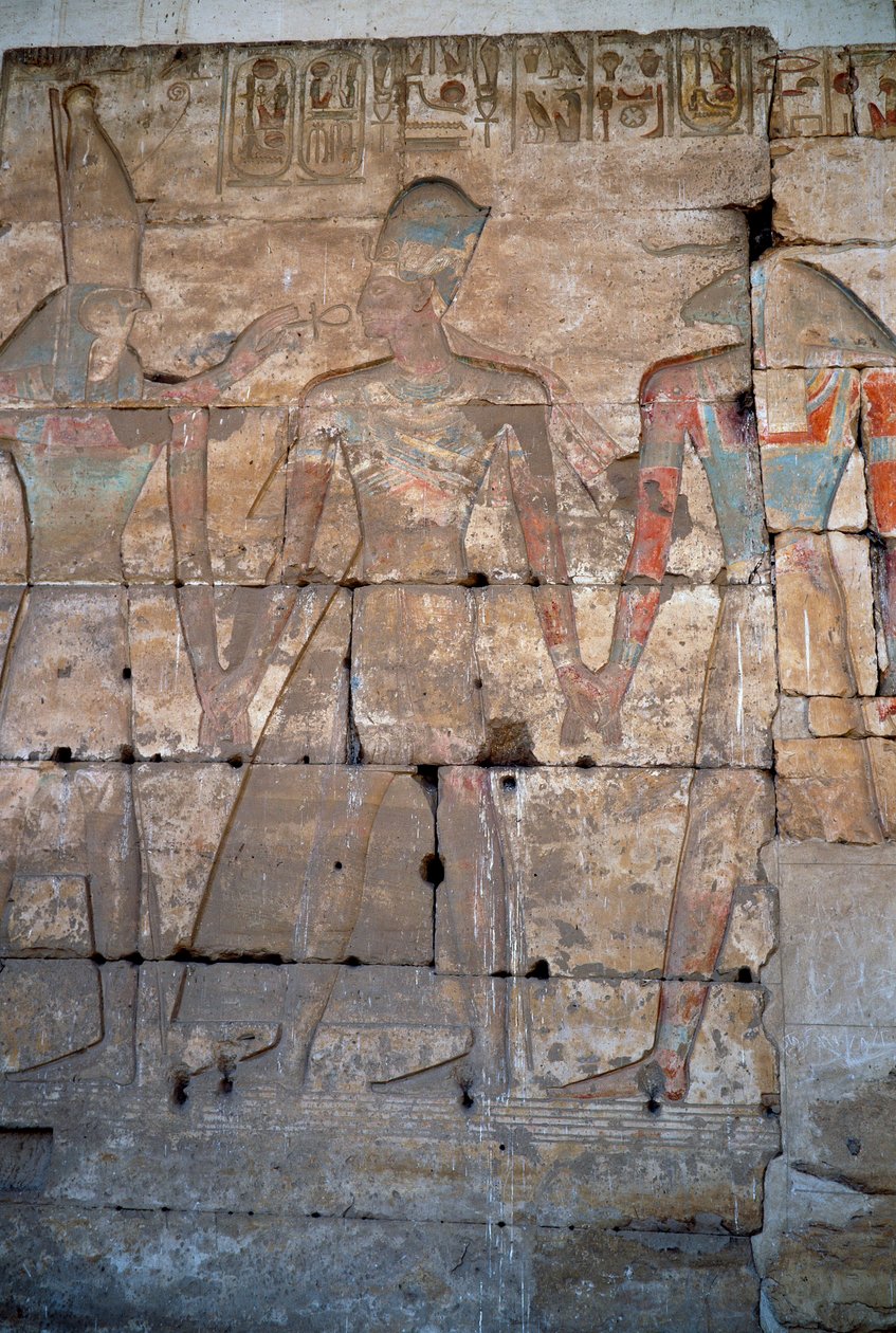 Starożytność egipska: fragment płaskorzeźby świątyni Sethi I w Abydos autorstwa Egyptian 19th Dynasty