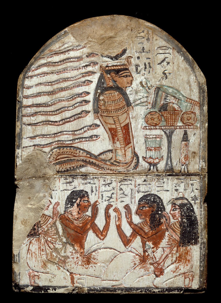 Starożytność egipska: stela rzeźbiarza Kena, rzemieślnika w Deir el Medineh. Okres Ramzesa II (1290-1224 pne) Bordeaux, Muzeum Akwitańskie autorstwa Egyptian 19th Dynasty