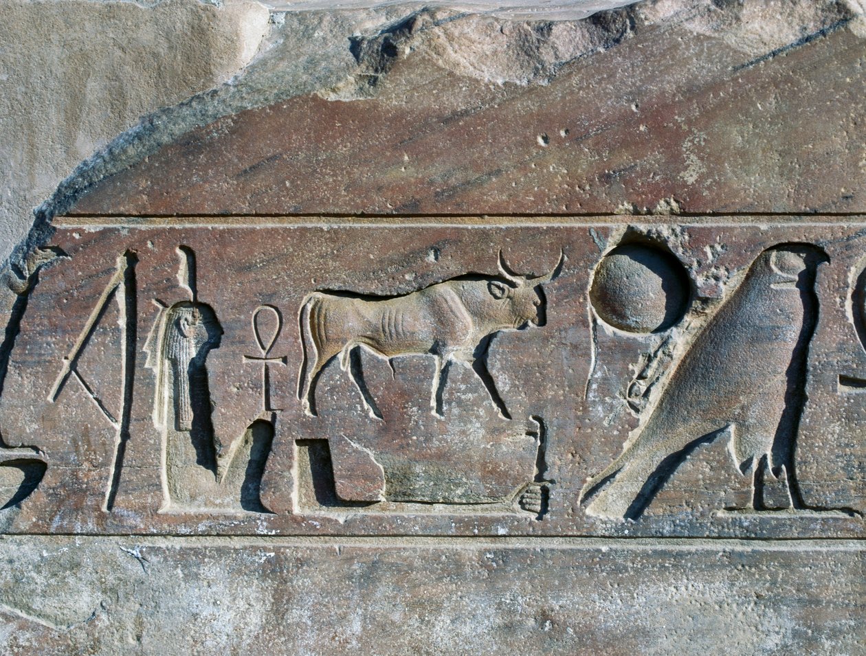 Hieroglyfit Ramses II:n nimellä, obeliskin tukikohta, Amunin temppeli (Unescon maailmanperintökohde Polish autorstwa Egyptian 19th Dynasty