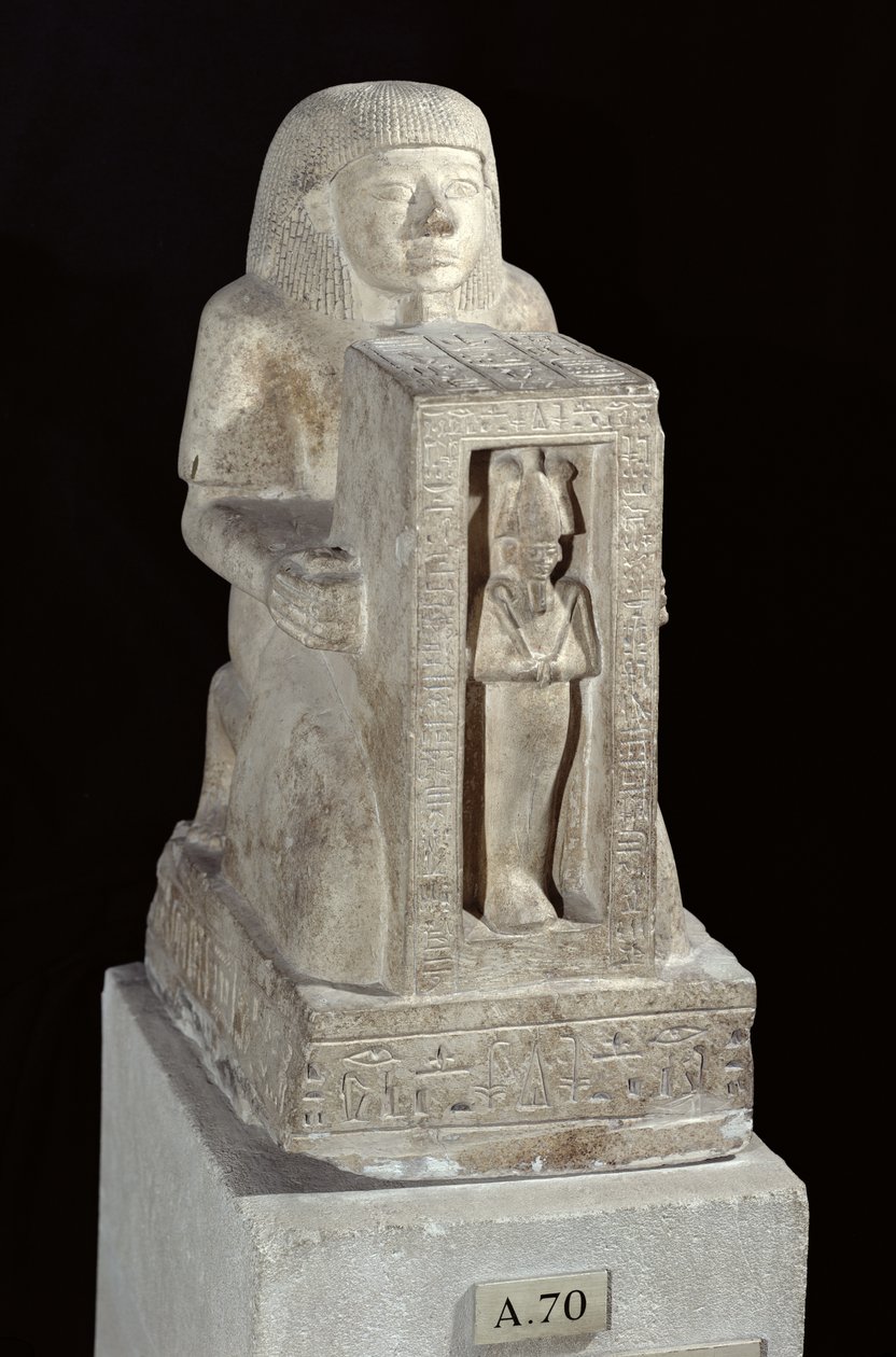 Naoforyczny posąg królewskiego skryby, Setiego, z Ozyrysem w naos, Nowe Królestwo, ok. 1279-1213 pne (wapień) autorstwa Egyptian 19th Dynasty