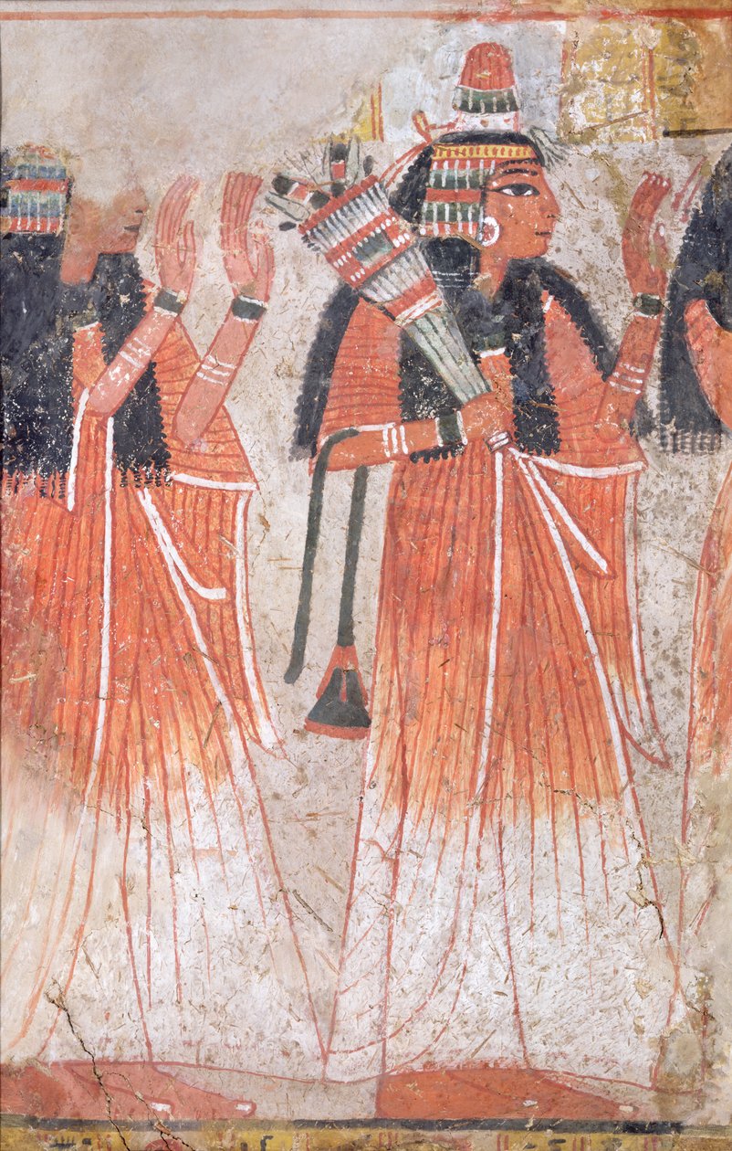 Procesja Kobiet, Nowe Królestwo (malarstwo ścienne) autorstwa Egyptian 19th Dynasty