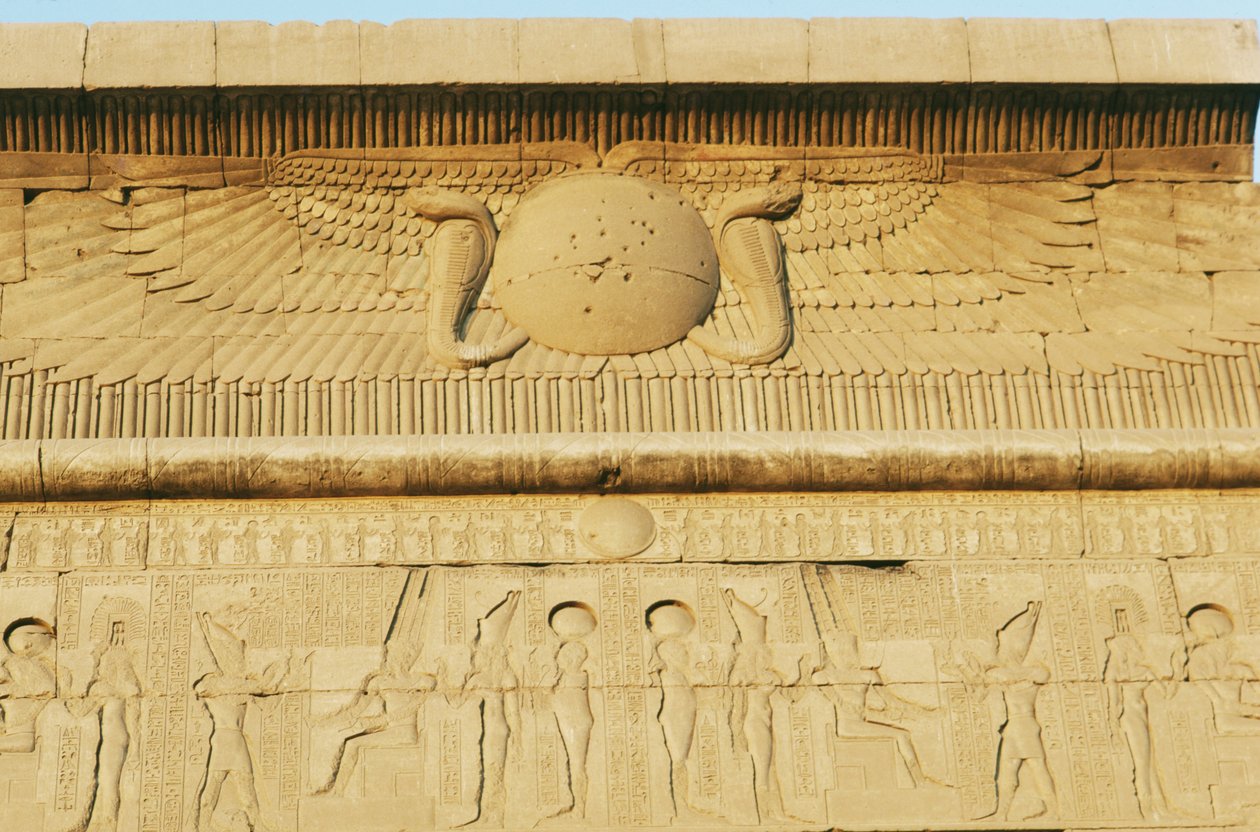 Relief, południowy portal ptolemejski, świątynia Amona, kompleks świątynny w Karnaku (lista światowego dziedzictwa UNESCO) autorstwa Egyptian 19th Dynasty