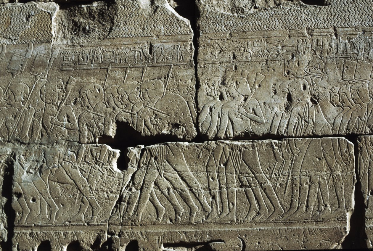 Relief, świątynia Amona, Luksor, starożytne Teby (lista światowego dziedzictwa UNESCO) autorstwa Egyptian 19th Dynasty