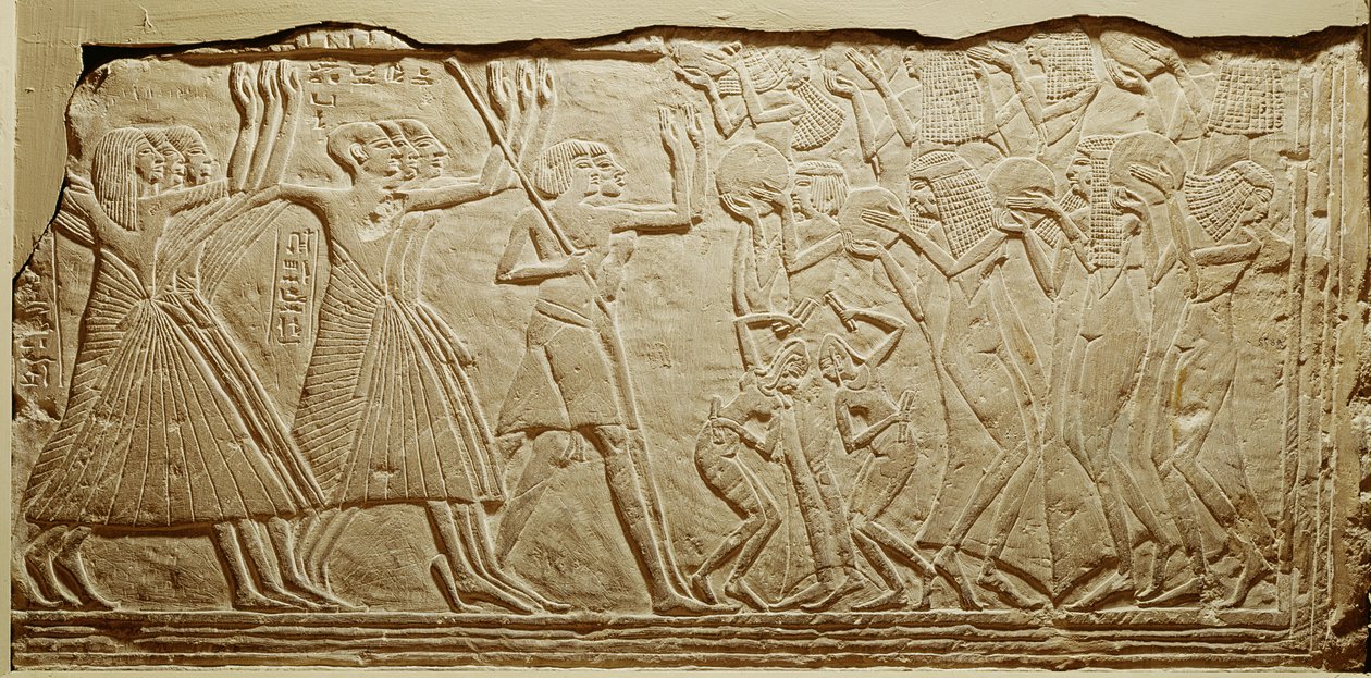 Relief przedstawiający kondukt pogrzebowy, z Sakkary (wapień) autorstwa Egyptian 19th Dynasty