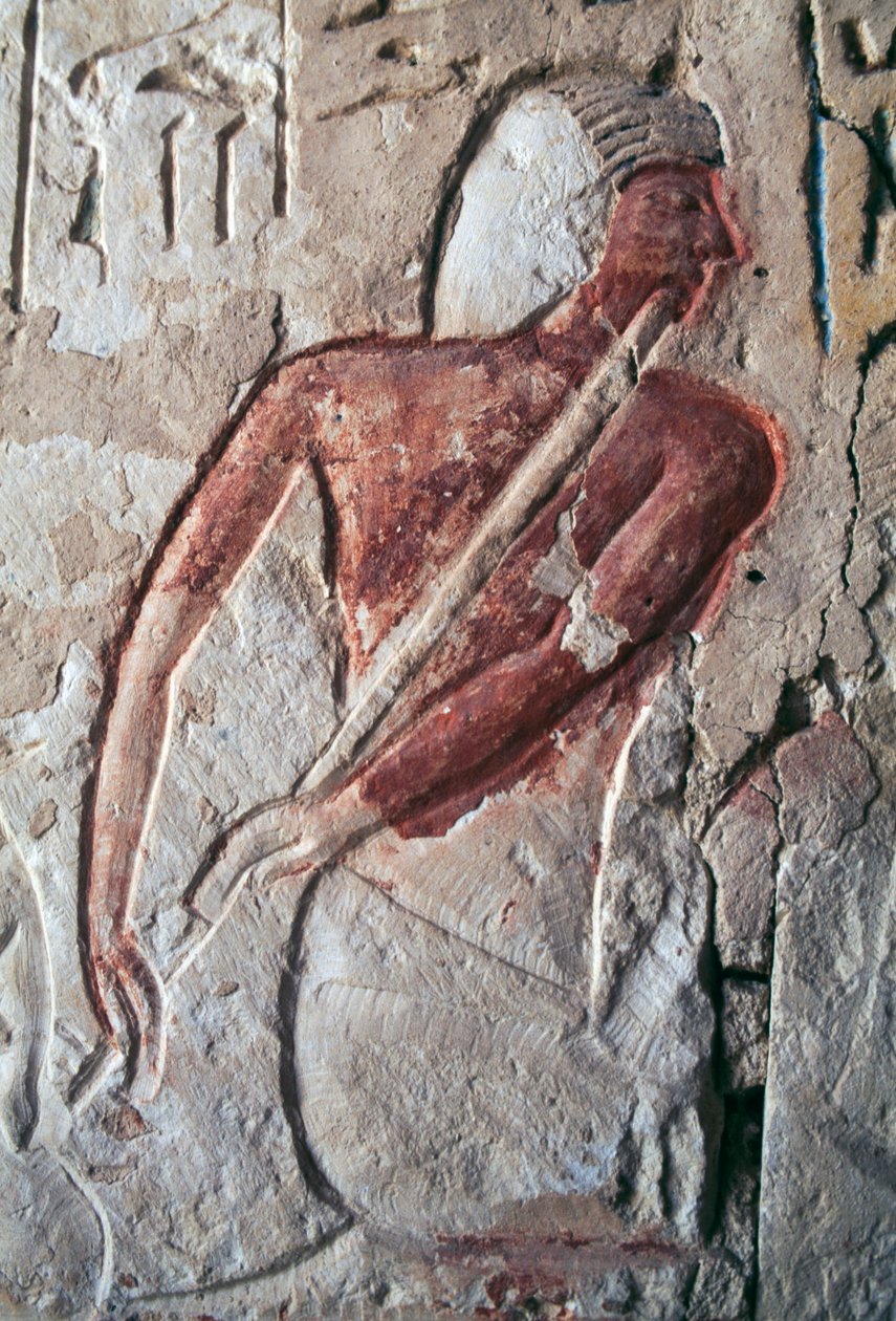 Relief przedstawiający flecistę, grobowiec Leteya, Saqqara, Egipt, cywilizacja egipska, Nowe Państwo, dynastia XIX autorstwa Egyptian 19th Dynasty