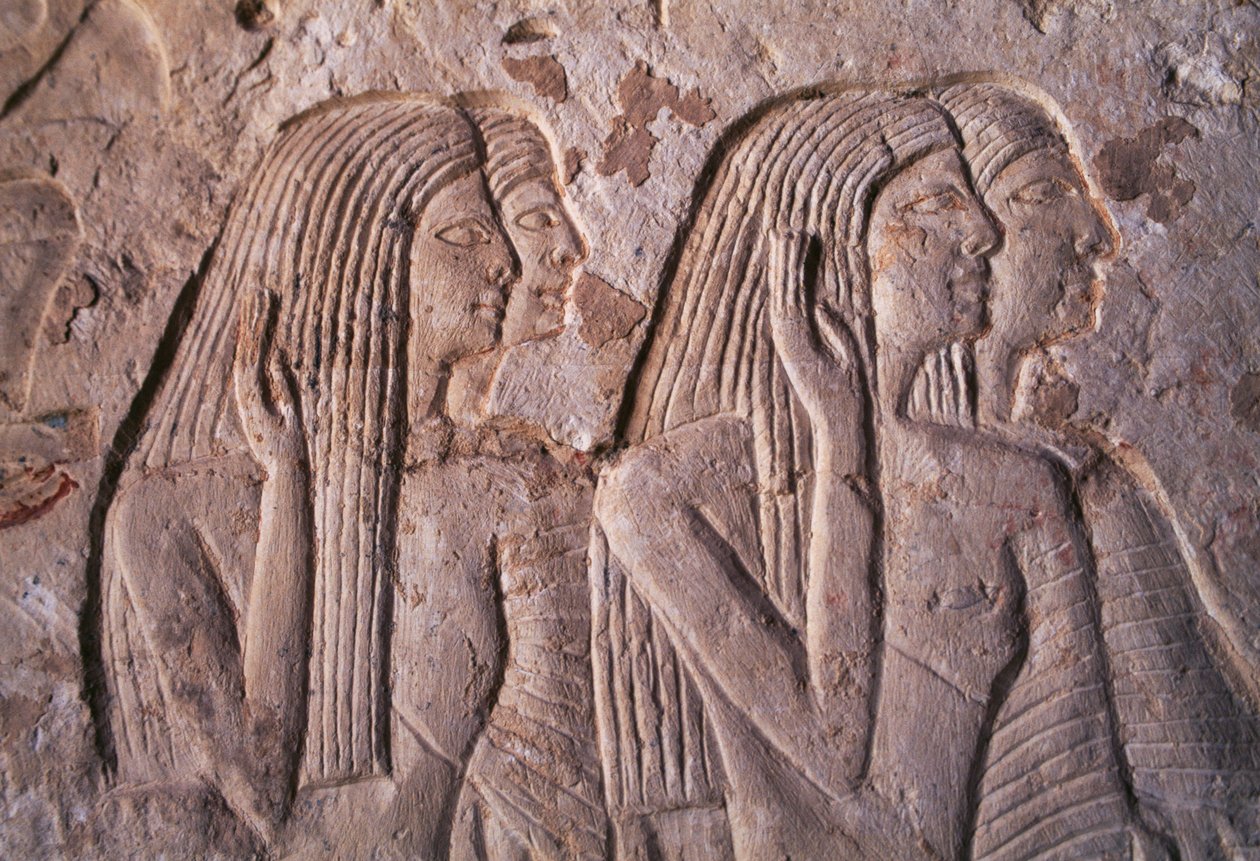 Relief przedstawiający grupę kobiet, grobowiec Letycji, Sakkara, Egipt, cywilizacja egipska, Nowe Państwo, XIX dynastia autorstwa Egyptian 19th Dynasty