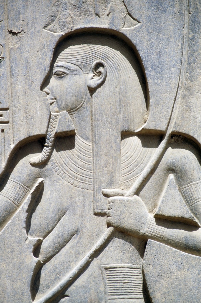 Relief z podstawy posągu Ramzesa II, dwór Ramzesa II, świątynia Amona, Luksor, starożytne Teby (lista światowego dziedzictwa UNESCO) autorstwa Egyptian 19th Dynasty