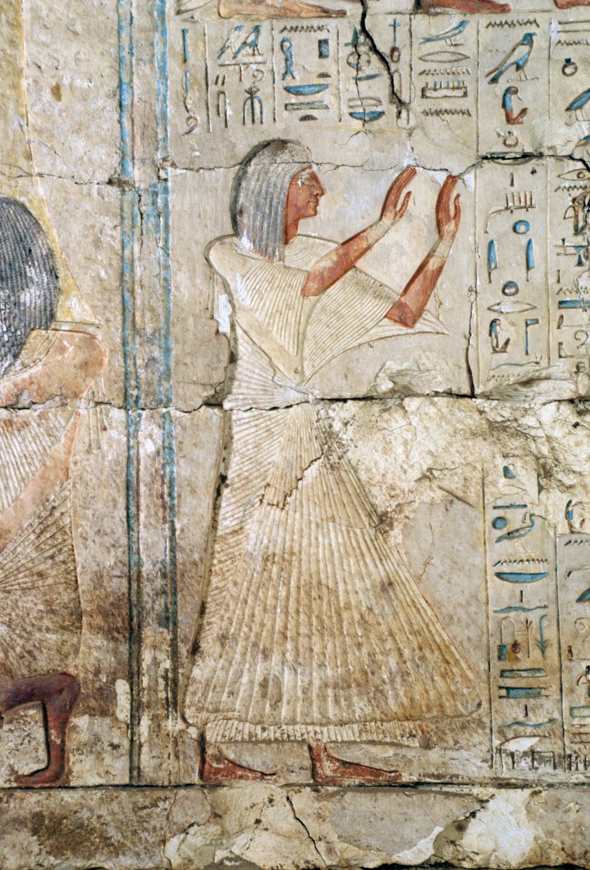 Relief z grobowca Netcherouymesa, wysokiego urzędnika Ramzesa II, 2475 p.n.e., Sakkara, cywilizacja egipska, Nowe Państwo, dynastia XIX autorstwa Egyptian 19th Dynasty