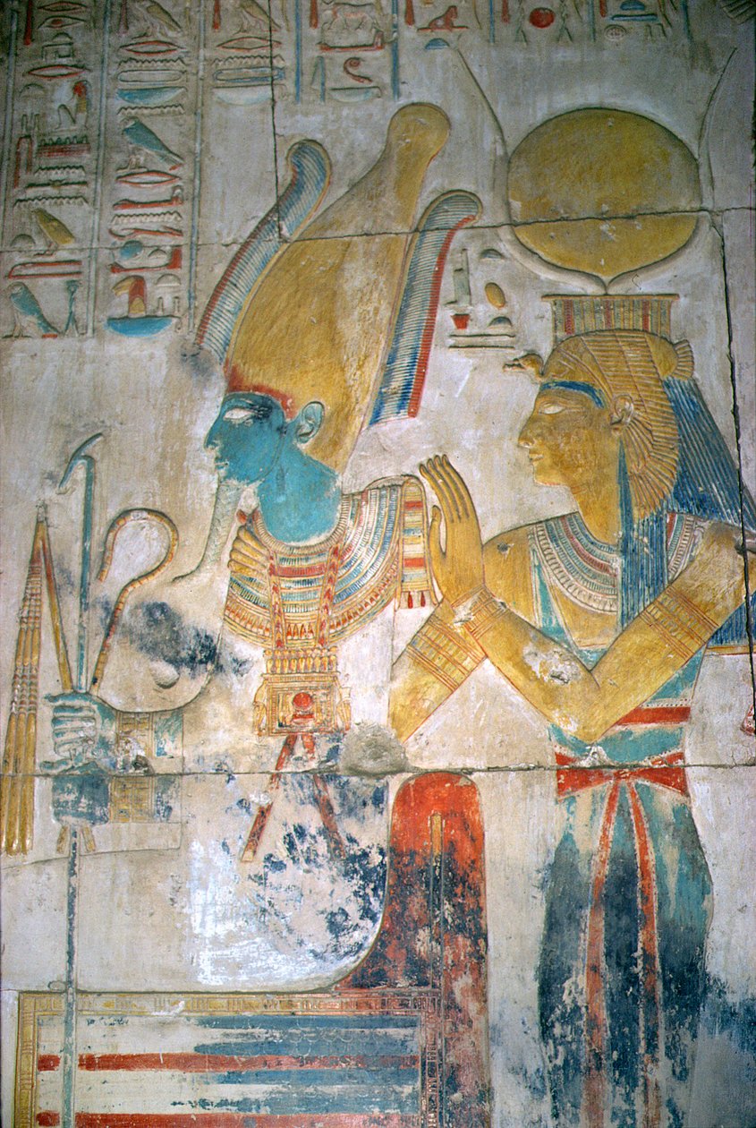 Relief Ozyrysa i Izydy, Nowe Królestwo (malarstwo ścienne) autorstwa Egyptian 19th Dynasty