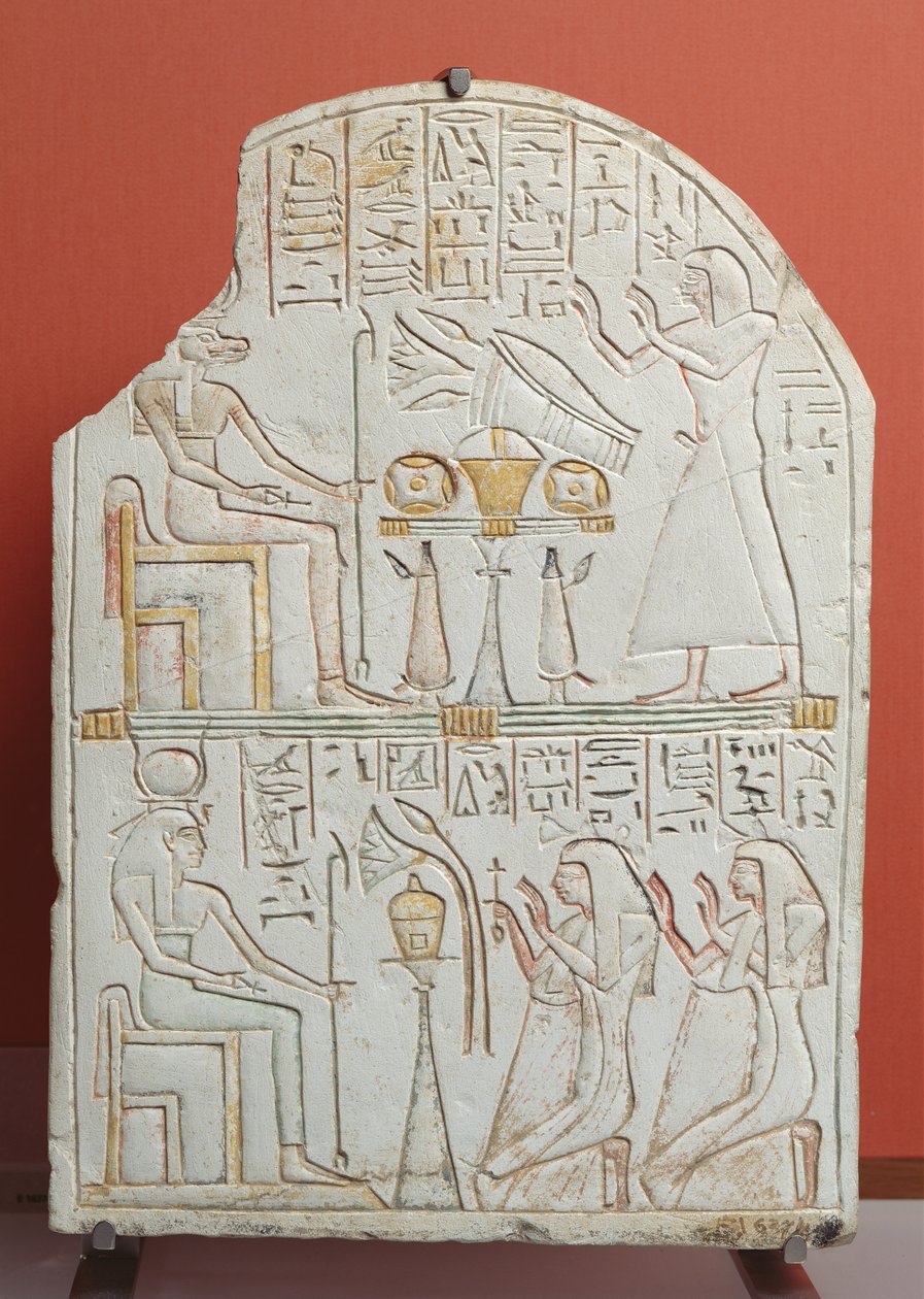 Stela z Penboui, strażnik Deir el-Medina, z Teb, Nowe Królestwo (malowany kamień) autorstwa Egyptian 19th Dynasty