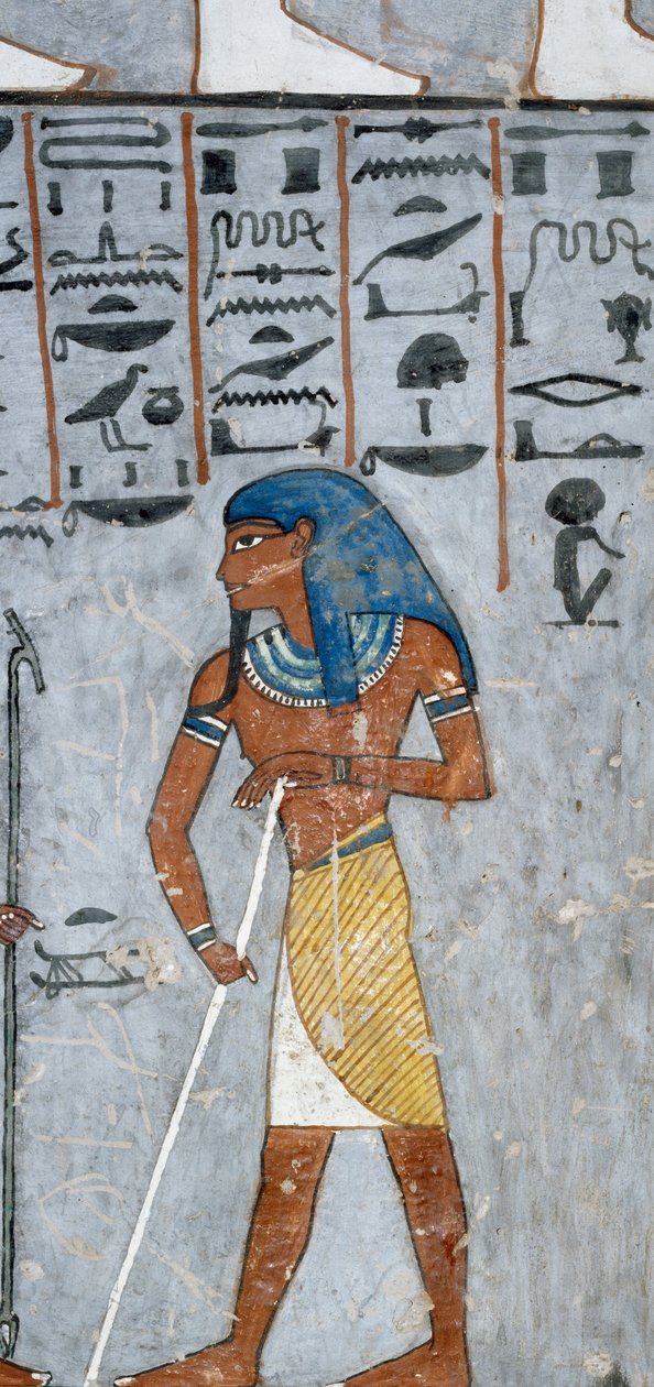 Bóg Atum, fresk, komora grobowa, Grób Ramzesa I (KV16), Dolina Królów, Teby (Lista Światowego Dziedzictwa UNESCO autorstwa Egyptian 19th Dynasty