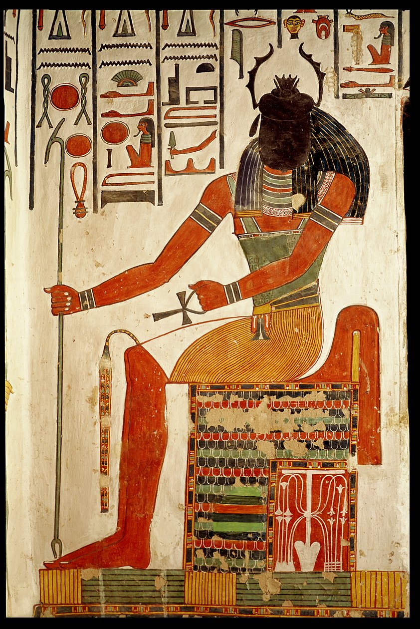 Bóg Khepri z grobowca Nefertari, Nowe Królestwo (malarstwo ścienne) autorstwa Egyptian 19th Dynasty