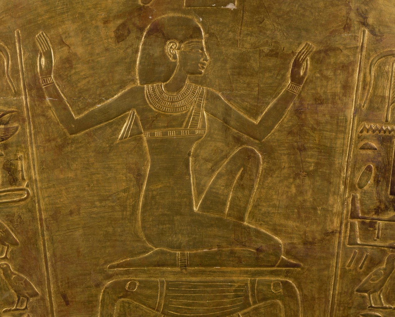 Bogini Izyda, dekoracyjny detal sarkofagu królowej Tuji, matki Ramzesa II, złocone drewno, cywilizacja egipska, Nowe Państwo, XIX dynastia autorstwa Egyptian 19th Dynasty