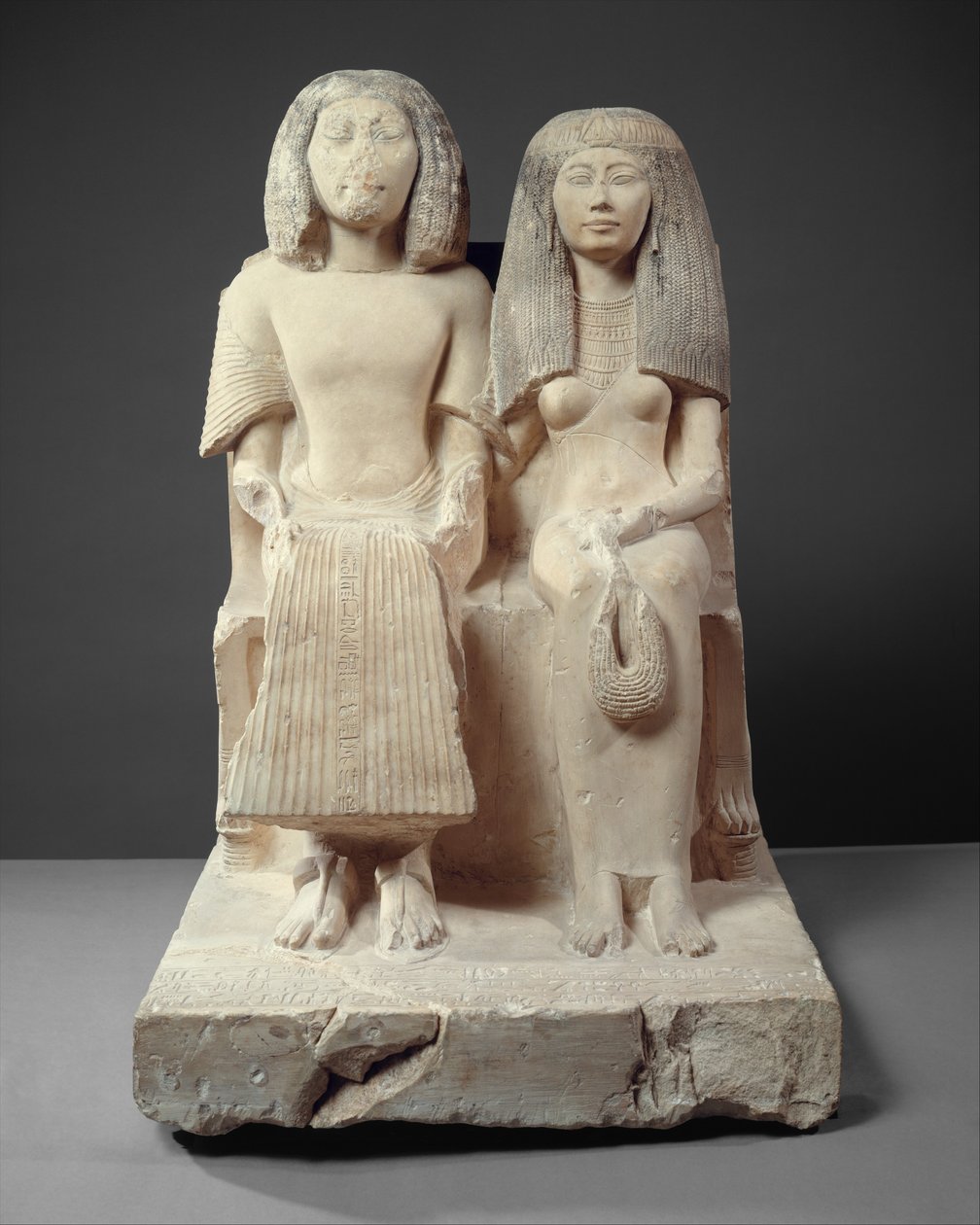 Yuny i jego żona Renenutet, ok. 1280 pne (malowany wapień) autorstwa Egyptian 19th Dynasty
