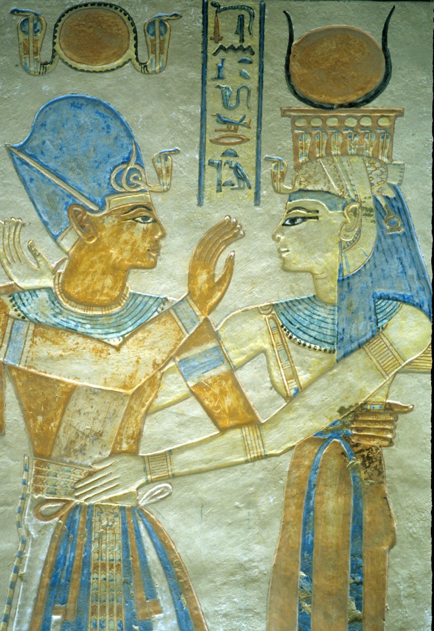 Starożytny Egipt, Ramzes III obejmuje Izydę, grób Amona hir Khopshef autorstwa Egyptian 20th Dynasty