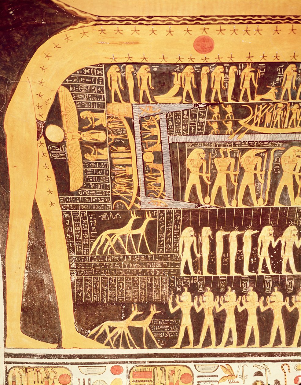 Fragment Księgi Dnia z sufitu komory grobowej Grobu Ramzesa VI (r.1143-1136 pne) Nowe Królestwo (malowidło ścienne) autorstwa Egyptian 20th Dynasty