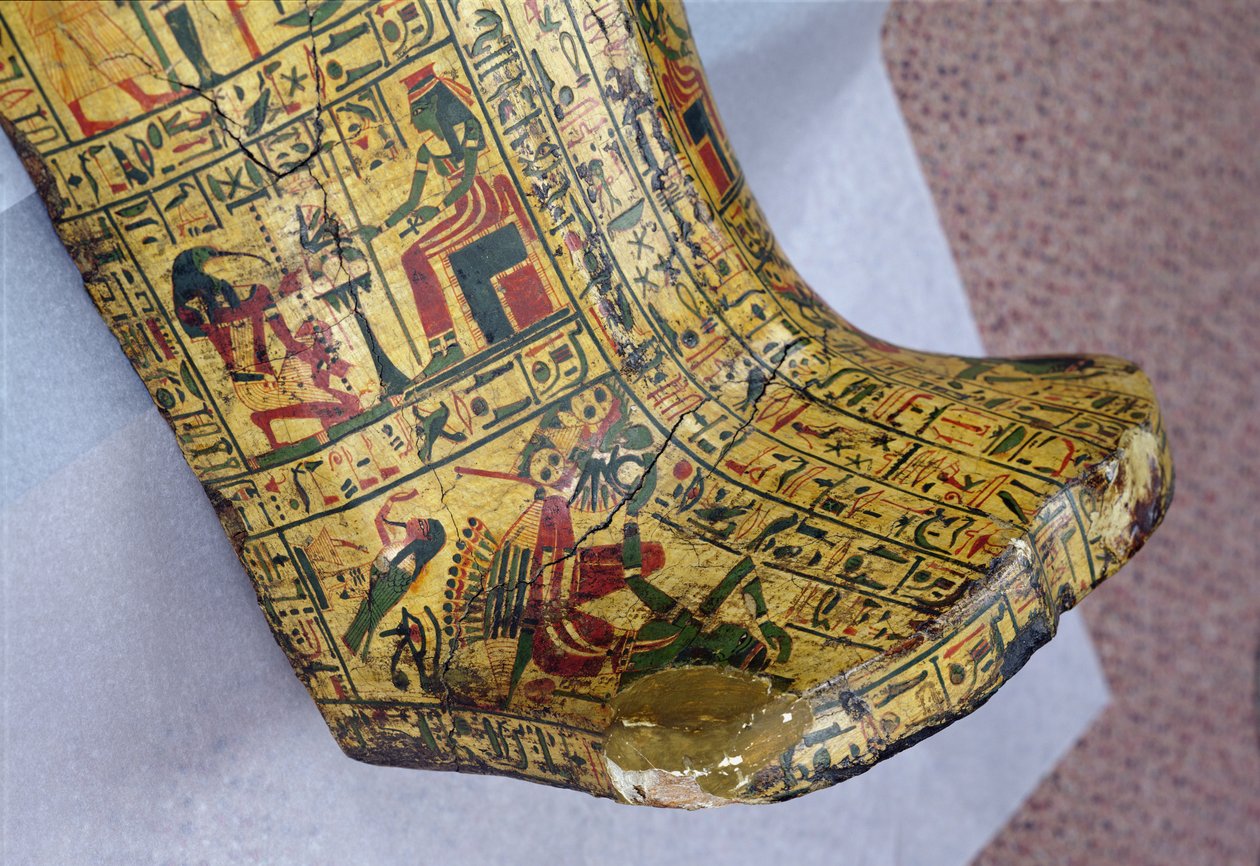Fragment zewnętrznej trumny mumii Nesyamona, prawdopodobnie znalezionej w Deir dl-Bahri, Nowe Królestwo, ok. 1100 pne (malowane drewno) autorstwa Egyptian 20th Dynasty