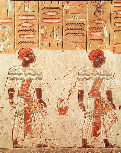 Nubijczycy, z grobu Ramzesa III (ok.1184-1153 pne) Nowe Królestwo autorstwa Egyptian 20th Dynasty