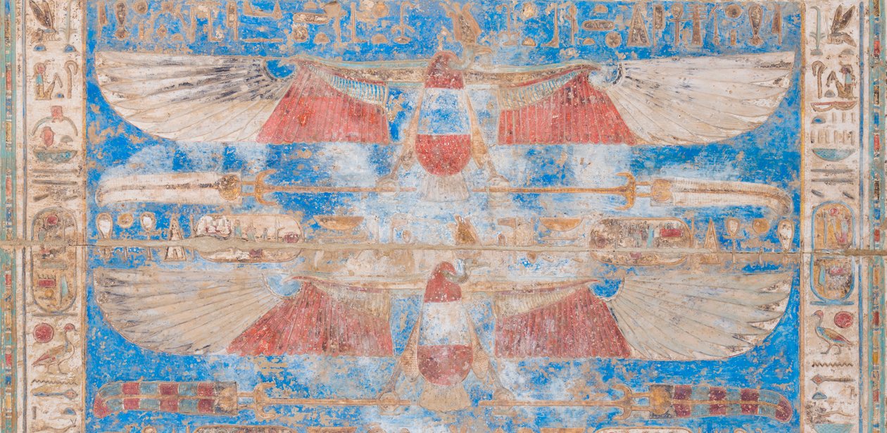 Malowany reliefowy obraz na sklepieniu autorstwa Egyptian 20th Dynasty