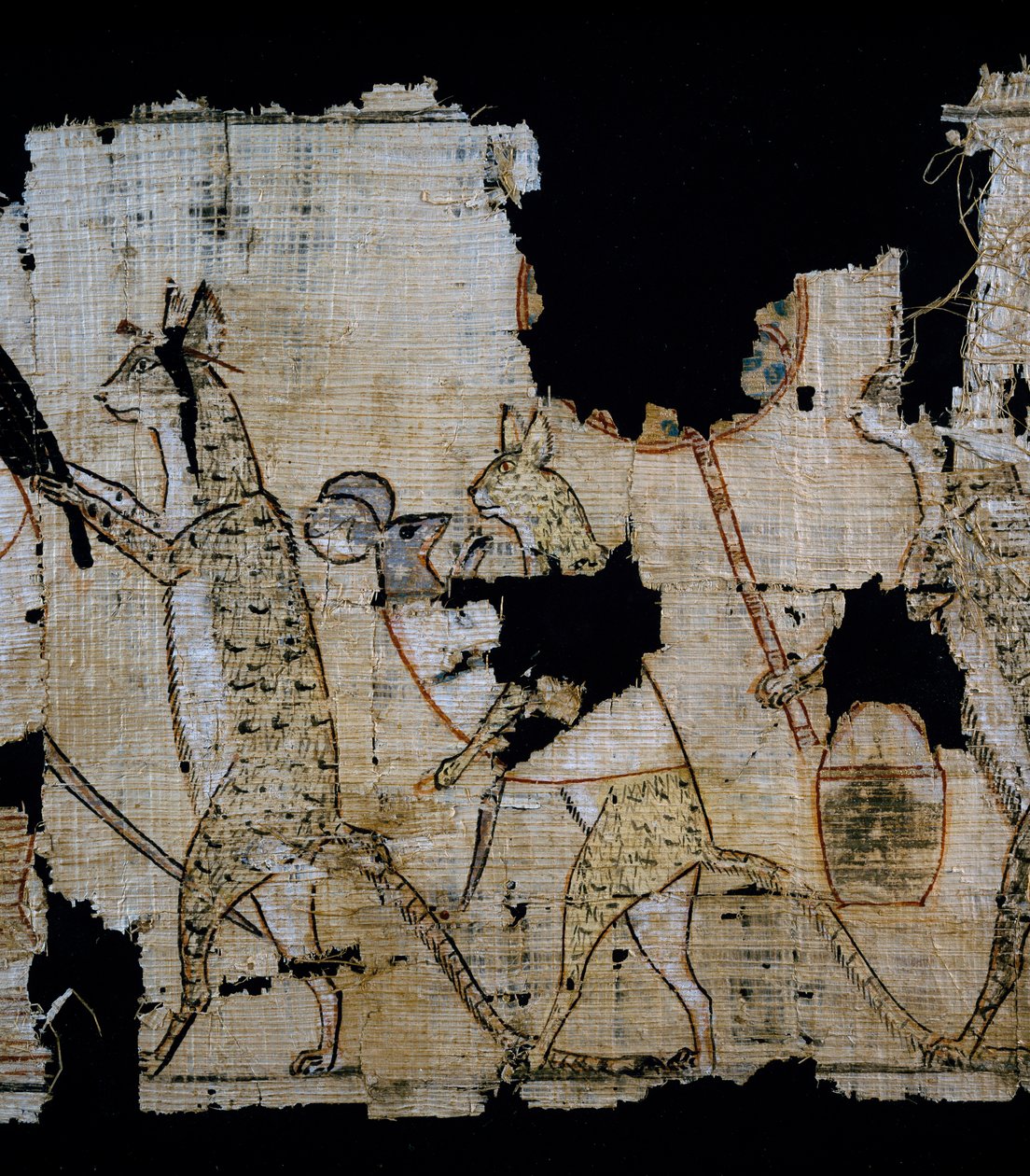 Papirus przedstawiający scenę satyryczną, ok. 1100 pne, datowany na panowanie Ramzesa IX, Detal, Cywilizacja Egipska, Nowe Państwo, XX dynastia autorstwa Egyptian 20th Dynasty