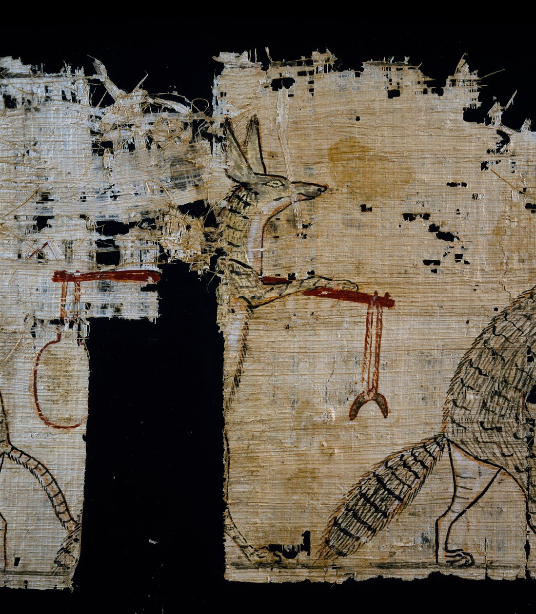 Papirus przedstawiający scenę satyryczną, ok. 1100 pne, datowany na panowanie Ramzesa IX, Detal, Cywilizacja Egipska, Nowe Państwo, XX dynastia autorstwa Egyptian 20th Dynasty