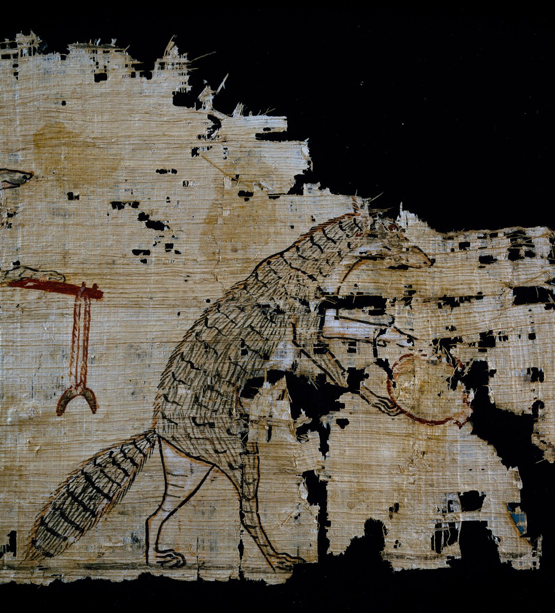 Papirus przedstawiający scenę satyryczną, ok. 1100 pne, datowany na panowanie Ramzesa IX, Detal, Cywilizacja egipska, Nowe Państwo, XX dynastia autorstwa Egyptian 20th Dynasty