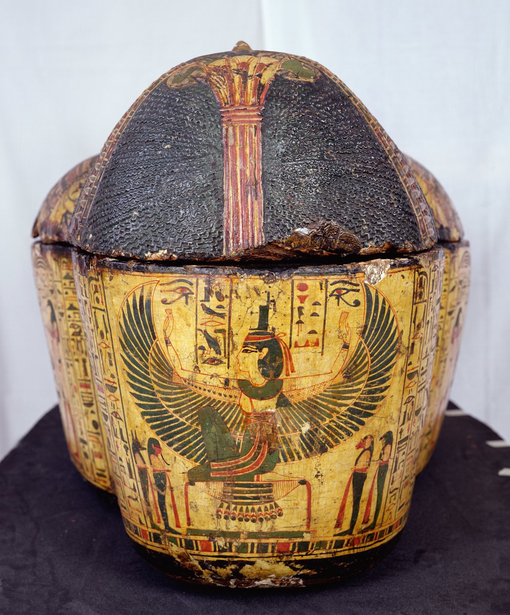 Górny koniec trumny mumii Nesyamona, prawdopodobnie znaleziony w Deir El-Bahri, Nowe Królestwo, ok. 1100 pne (malowane drewno) autorstwa Egyptian 20th Dynasty
