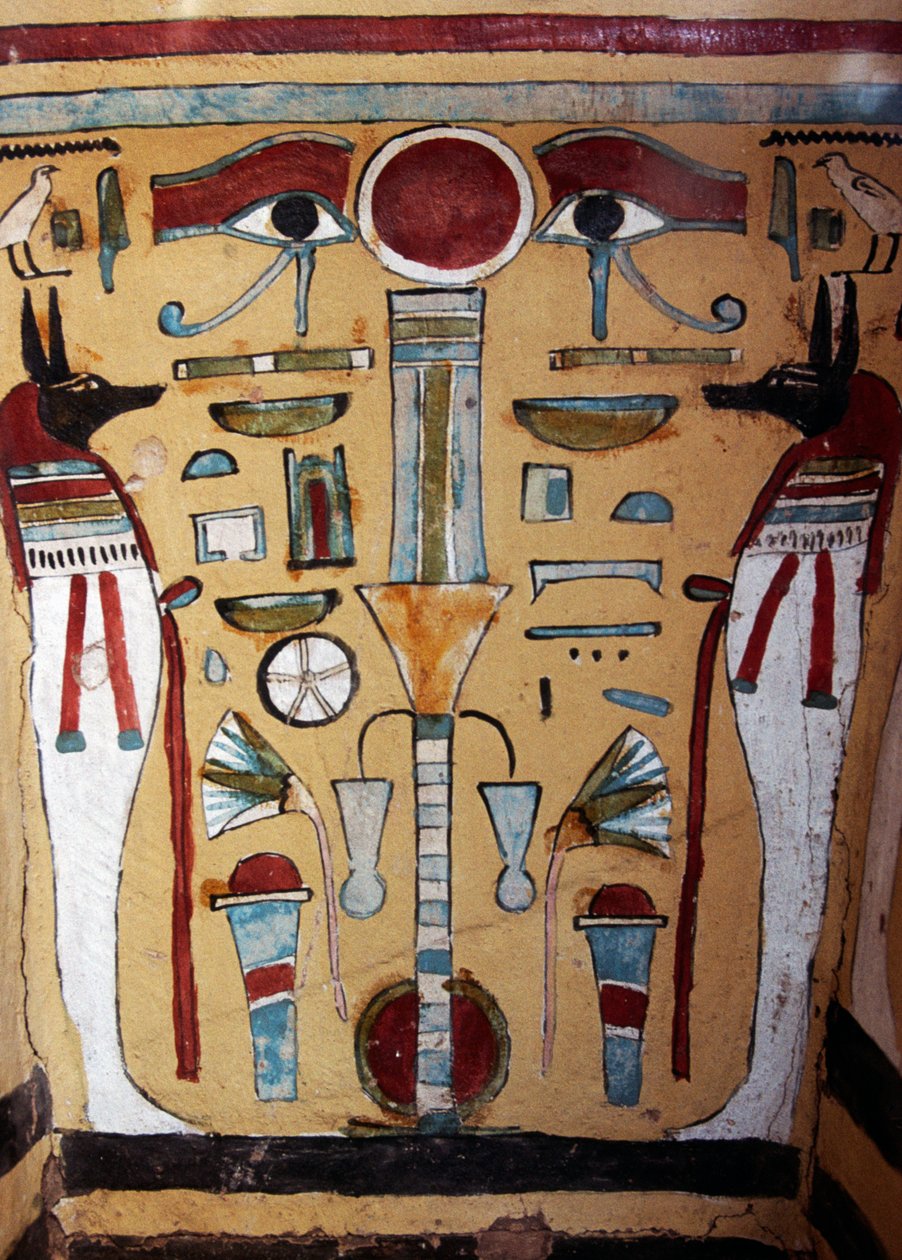 Mumia Anubisa, detal dekoracyjny sarkofagu Ankh-ef-en-Khonsu autorstwa Egyptian 21st Dynasty