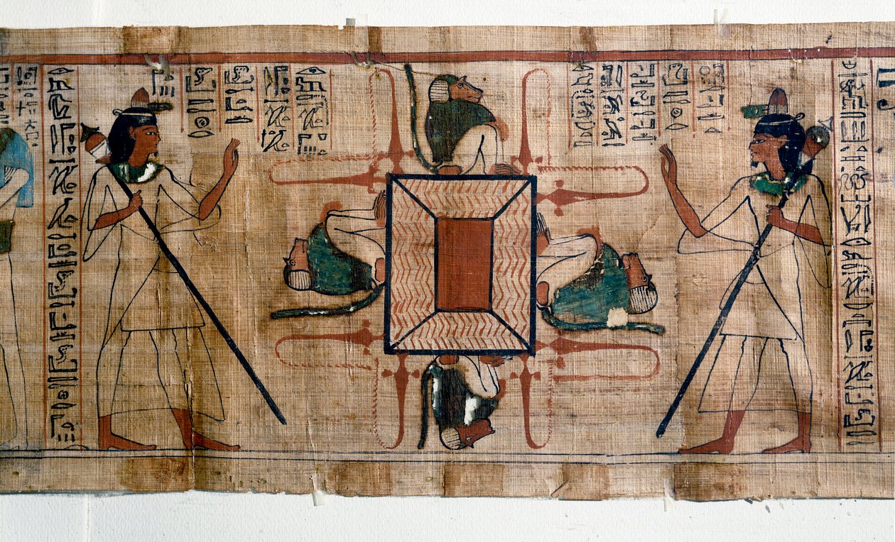 Egipski antyk: Jezioro ognia do piekła. Papirus z Księgi Umarłych. Papirus XXI dynastii autorstwa Egyptian 21st Dynasty