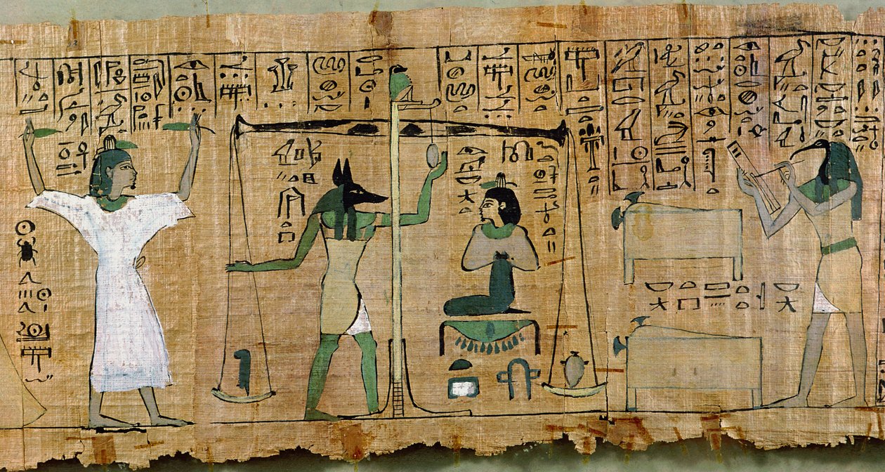 Papirus nagrobny Dżedkhonsouefancha przedstawiający sąd nad zmarłym, III Okres Przejściowy (papirus) autorstwa Egyptian 21st Dynasty