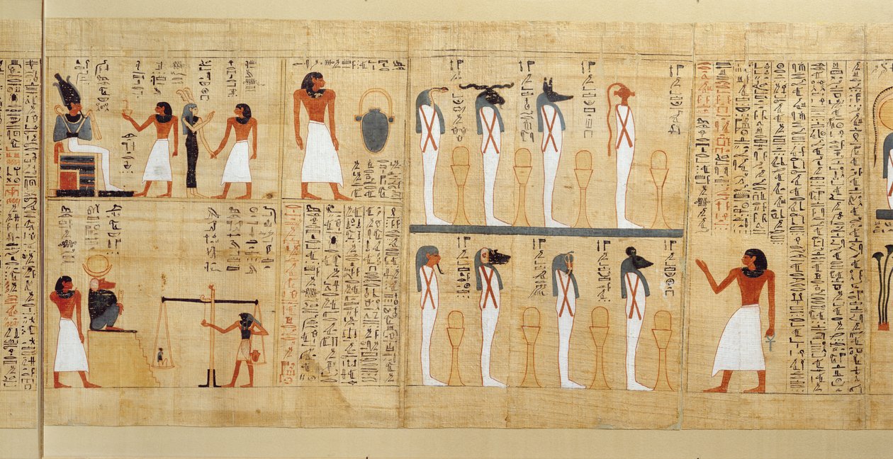 Mitologiczny papirus Imenemsaufa, trzeci okres pośredni, ok. 1000 pne (papirus malowany) (szczegół) autorstwa Egyptian 21st Dynasty