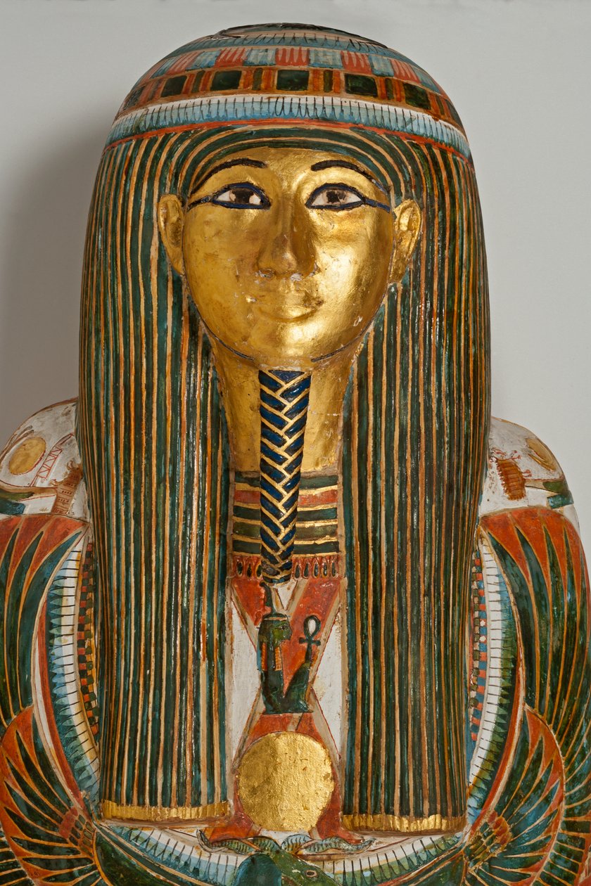 Wyposażenie grobowe. Trumna głównego kapłana z Karnaku, Nekht-ef-Mut, 924-889 p.n.e. (malowane drewno) autorstwa Egyptian 22nd Dynasty
