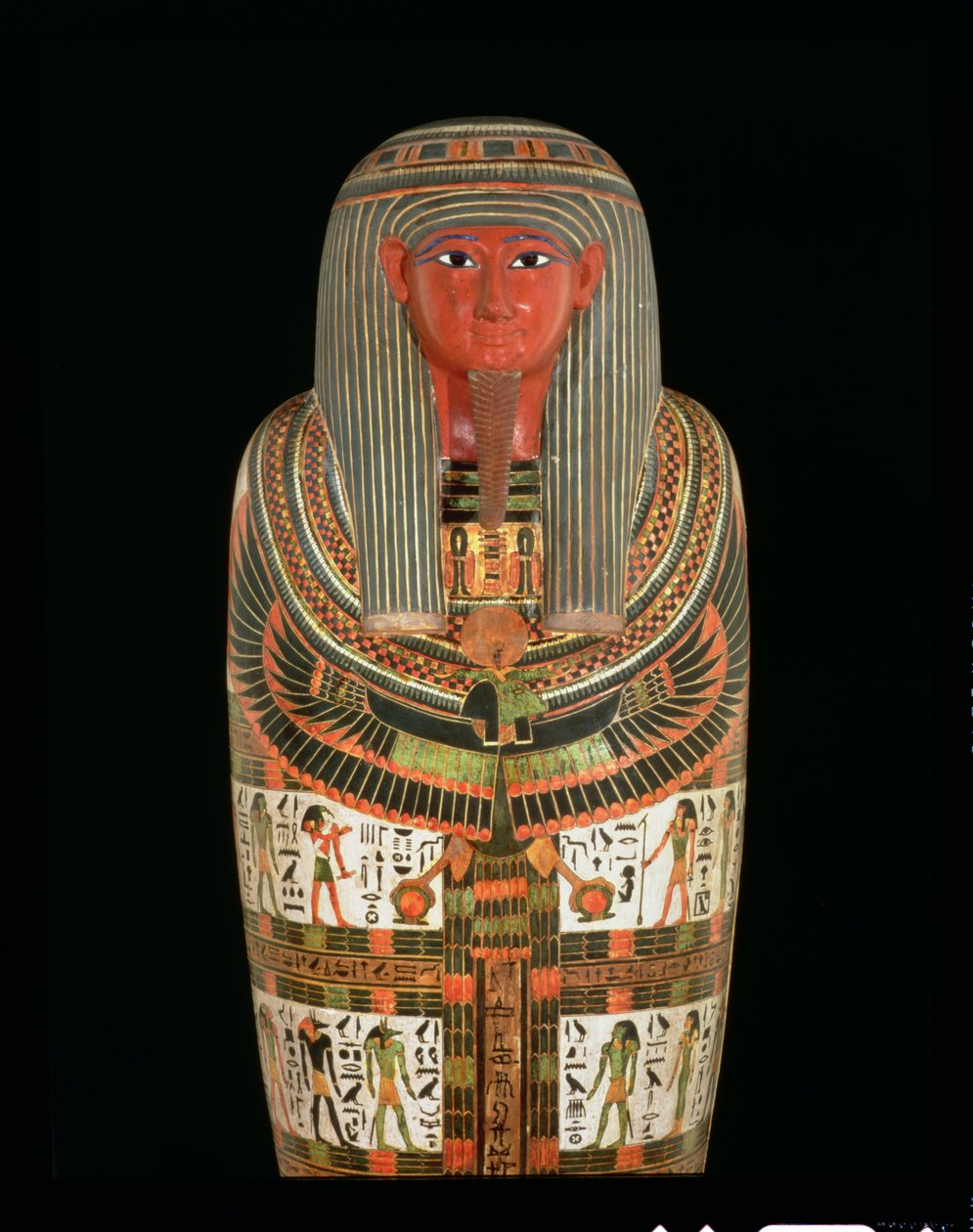 Kartonaż mumii Nespanetjerepenere, detal, prawdopodobnie z Teb, III Okres Przejściowy (len lub papirus zmieszany z tynkiem, malowany) (detal z 104182) autorstwa Egyptian 22nd Dynasty