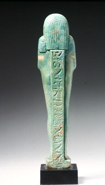 Widok z tyłu figury Ushabti dla Nacht-Hor-em-heb-mes-em-khereden, późny okres dynastyczny, ok. 600 pne (fajans) (patrz 241439 na froncie) autorstwa Egyptian 26th Dynasty