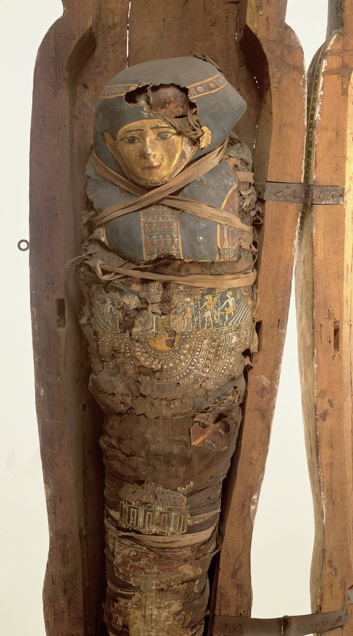Sarkofag i zmumifikowane ciało Psametyka I (664-610 p.n.e.) Okres późny autorstwa Egyptian 26th Dynasty