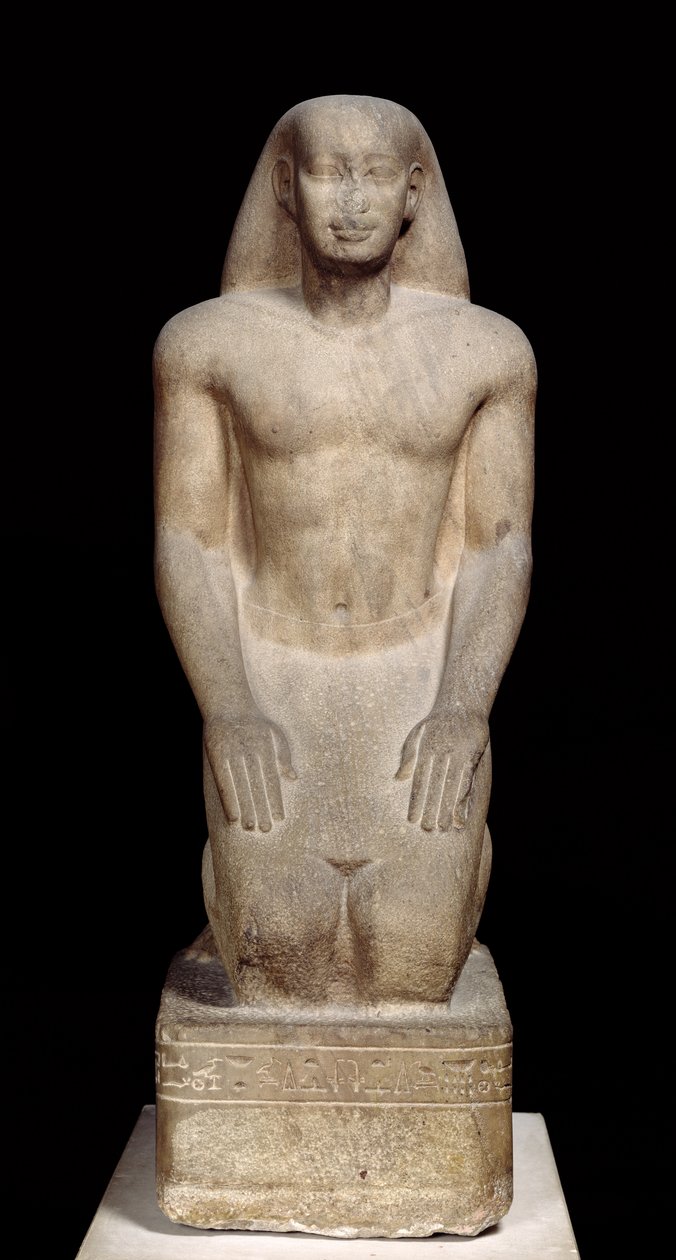 Posąg klęczącego Nachtorheba, okres saitów, ok. 595-589 pne (kwarcyt) (patrz także 105657 i 280065) autorstwa Egyptian 26th Dynasty