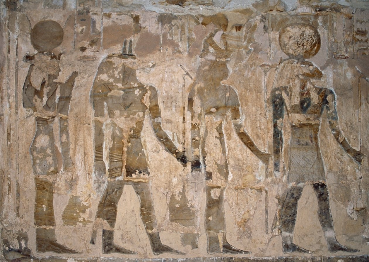 Malowidła ścienne, Świątynia Ain El Meftla, Oaza Bahariya, Giza, Egipt, 26 dynastia (663-525 pne) autorstwa Egyptian 26th Dynasty