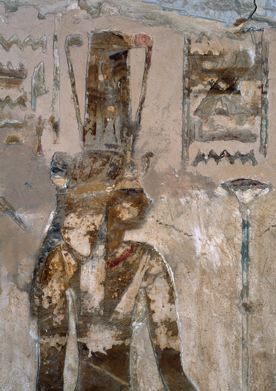 Malowidła ścienne, Świątynia Ain El Meftla, Oaza Bahariya, Giza, Egipt, 26 dynastia (663-525 pne), Szczegół autorstwa Egyptian 26th Dynasty