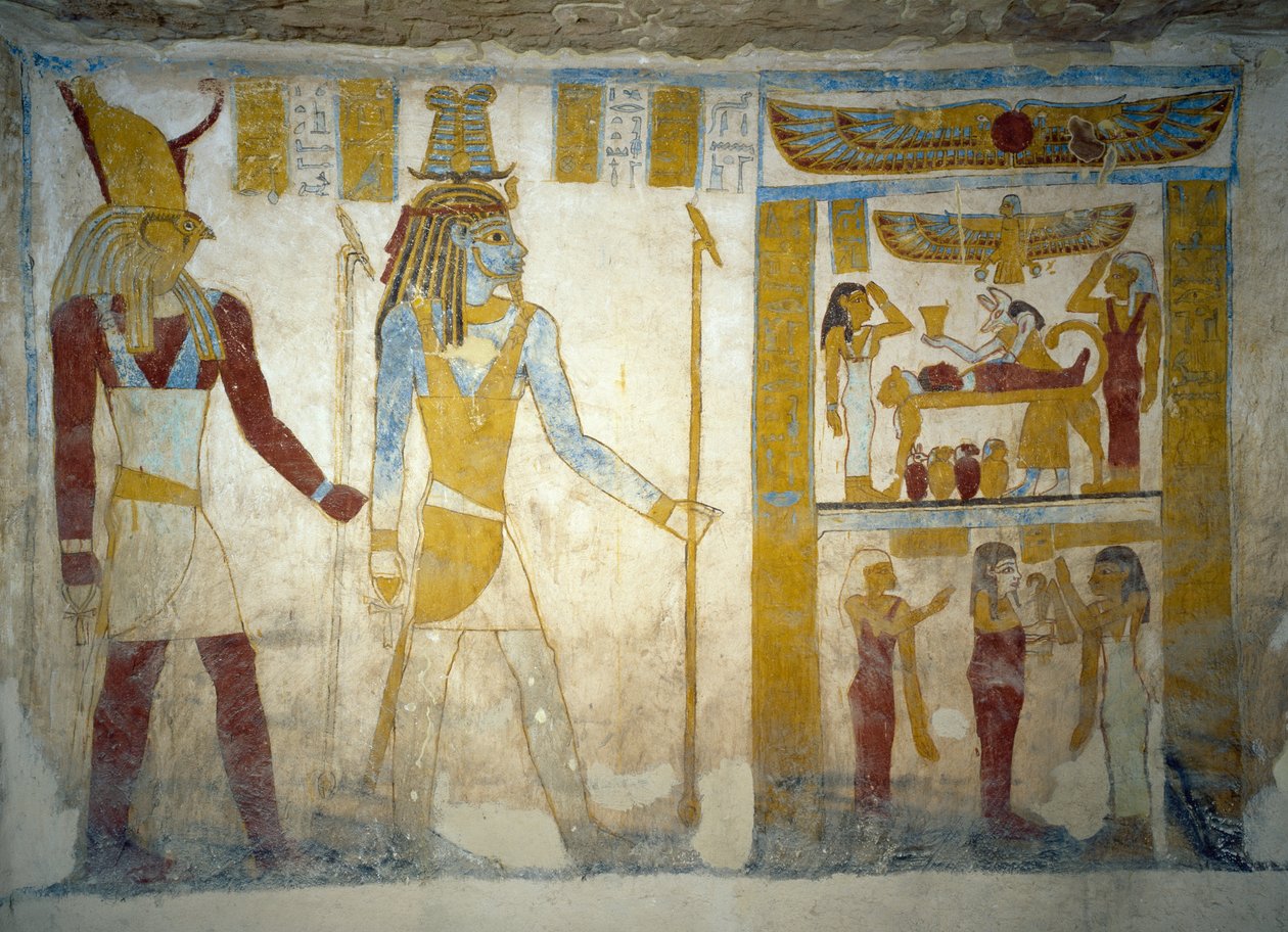 Malowidła ścienne z grobowca Pa Nentwy, oaza Bahariya, Giza, Egipt Cywilizacja egipska, 26. dynastia, 663-525 p.n.e. autorstwa Egyptian 26th Dynasty