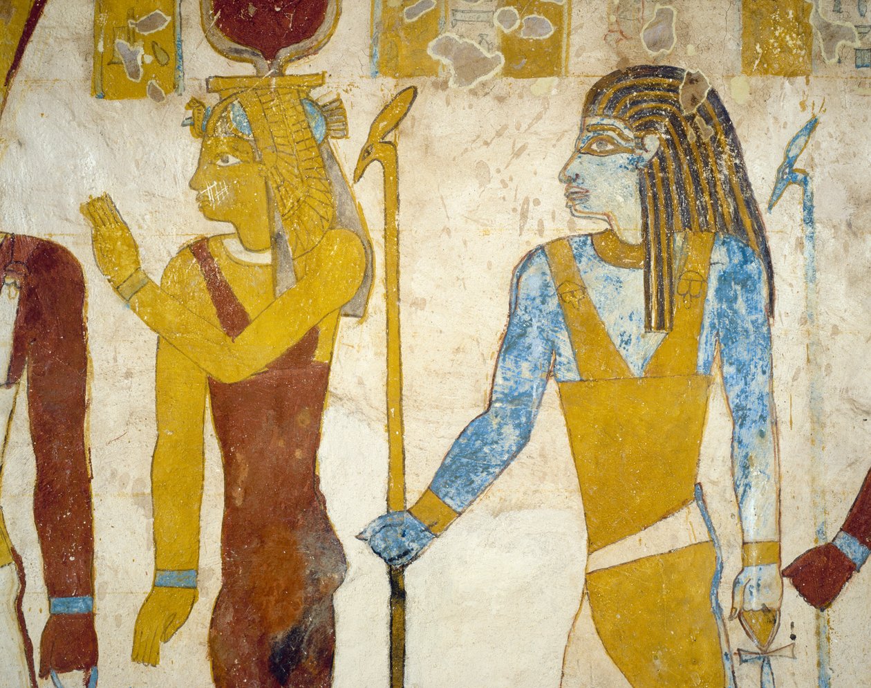 Malowidła ścienne z grobowca Pa Nentwy, Oaza Bahariya, Giza, Egipt. Cywilizacja egipska, 26 dynastia, 663-525 pne. autorstwa Egyptian 26th Dynasty