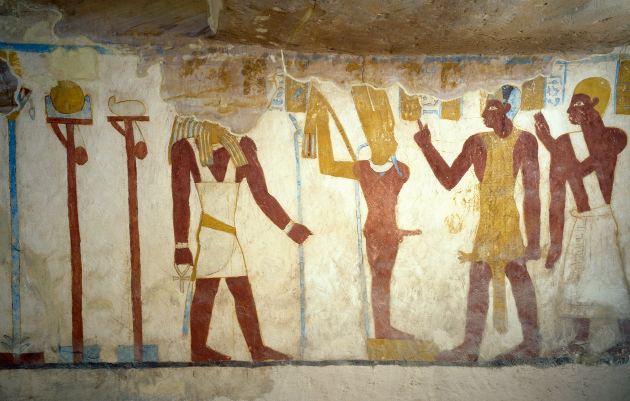Malowidła ścienne z grobowca Pa Nentwy, Oaza Bahariya, Giza, Egipt Cywilizacja egipska, 26. dynastia, 663-525 p.n.e. autorstwa Egyptian 26th Dynasty