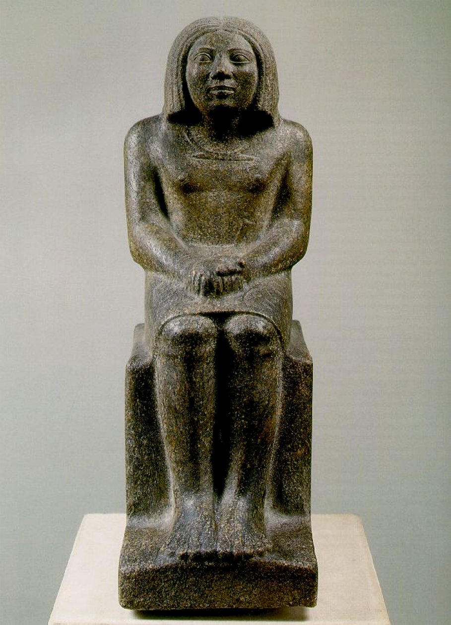 Siedząca postać męska, Egipt, Ankh, III dynastia (granit porfiroidalny) autorstwa Egyptian 3rd Dynasty