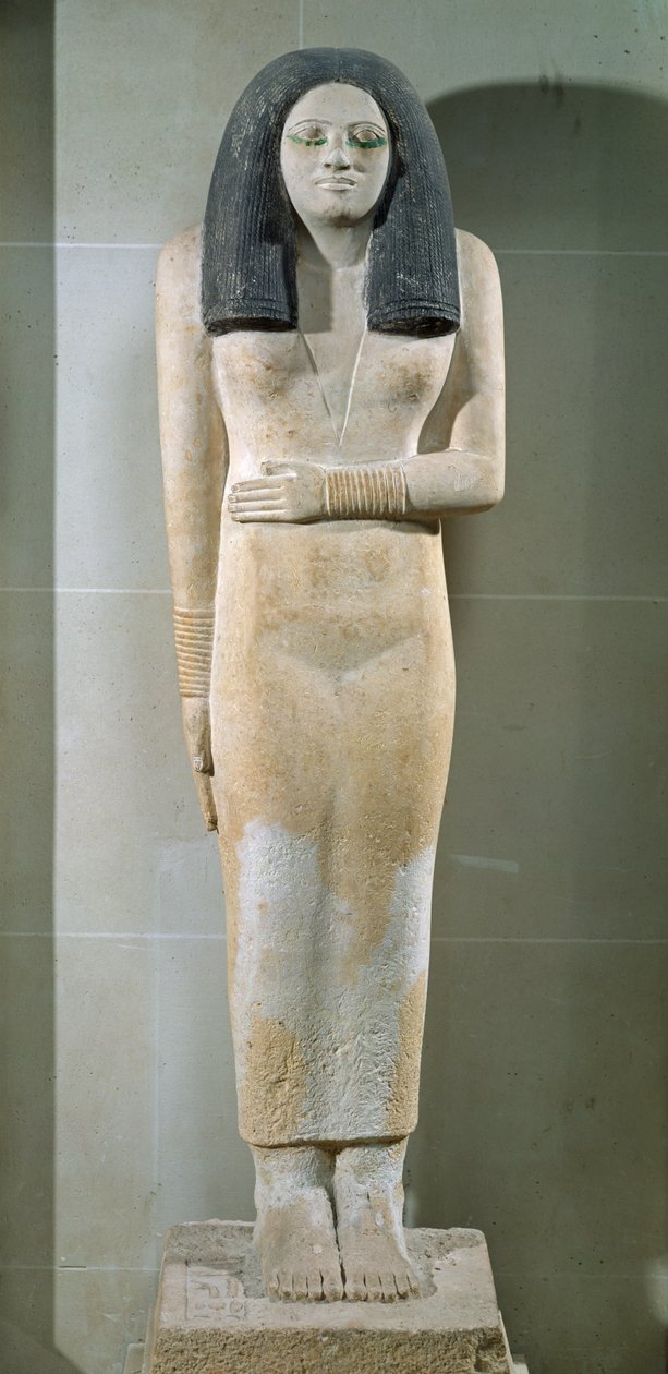 Posąg Nesy, Stare Państwo (malowany wapień) autorstwa Egyptian 3rd Dynasty