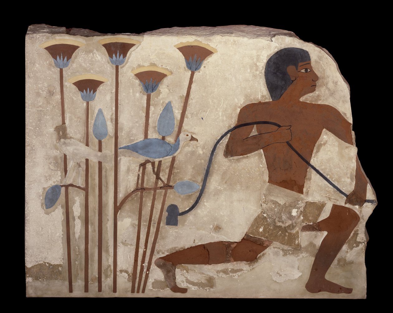 Bird Snaring, płaskorzeźba z grobowca Nefermaat, Stare Państwo, ok. 2620 pne (malowana stiukowa płaskorzeźba) autorstwa Egyptian 4th Dynasty