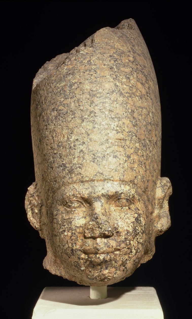 Kolosalna głowa prawdopodobnie króla Chufu (Cheopsa) Starego Królestwa (czerwony granit) autorstwa Egyptian 4th Dynasty
