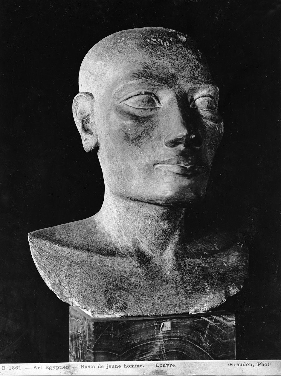 Głowa mężczyzny, Salts Head (malowany wapień) autorstwa Egyptian 4th Dynasty