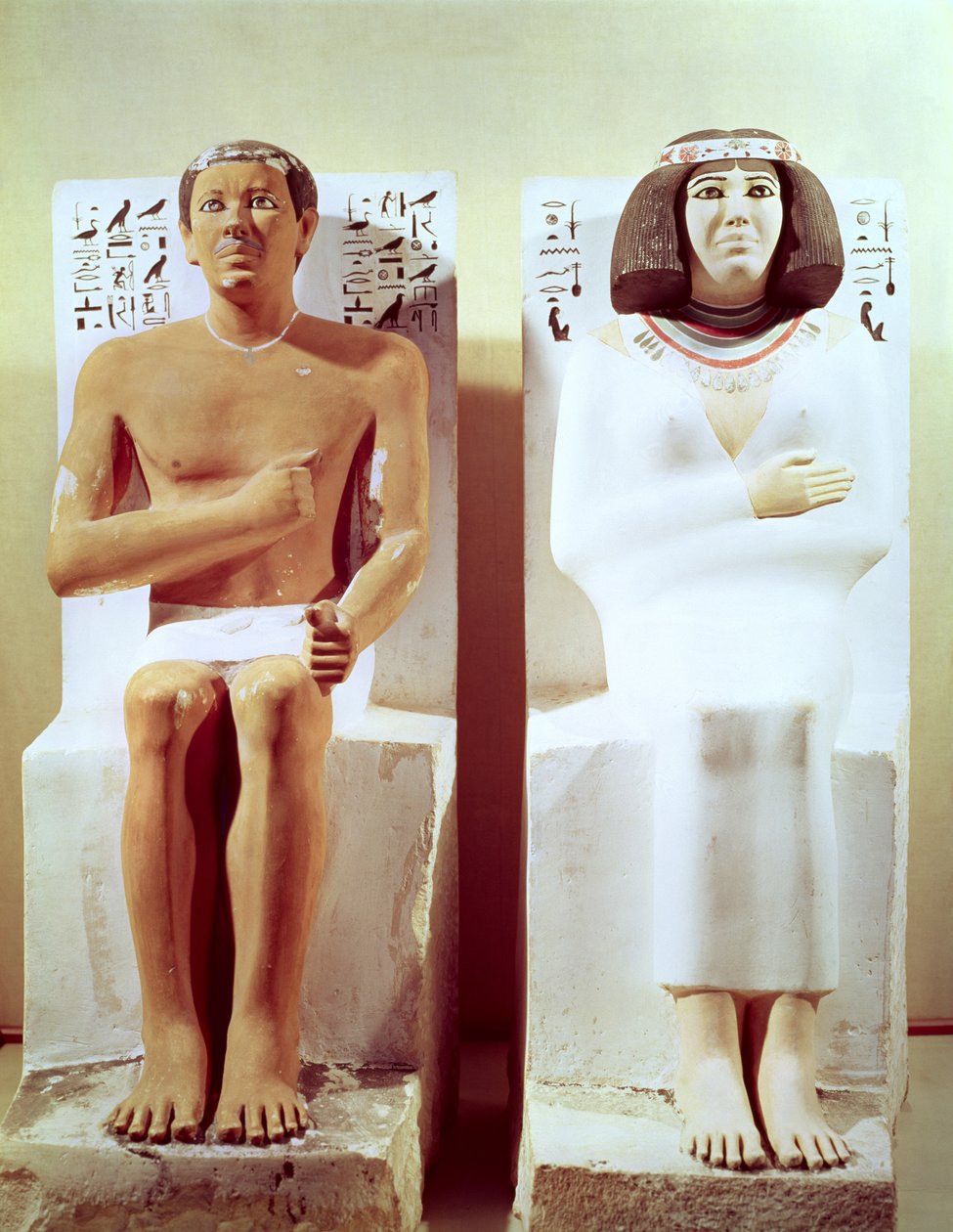 Rahotep i jego żona, Nofret, ok. 2620 pne (malowany wapień) autorstwa Egyptian 4th Dynasty