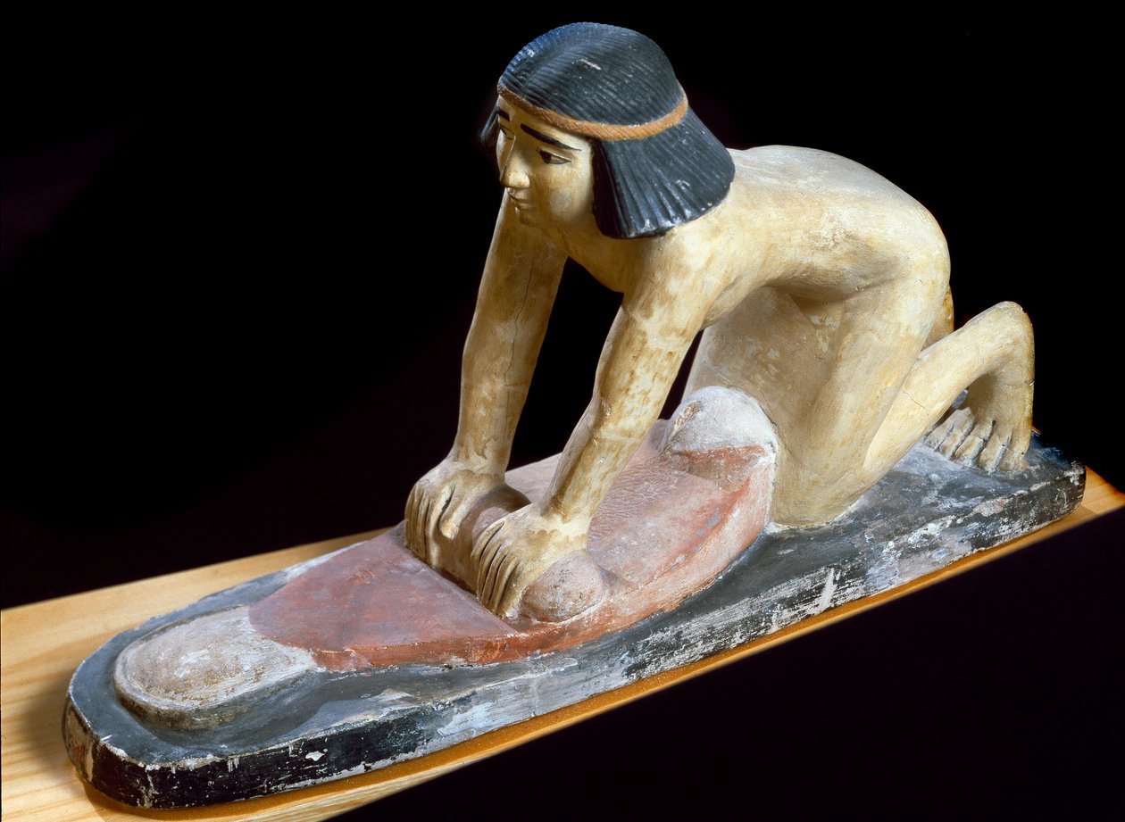 Starożytność egipska: „Egipcjanie rozdrabniający zboża na chleb” Figurka. V dynastia. 2400 pne. Florencja, Muzeum Archeologiczne autorstwa Egyptian 5th Dynasty